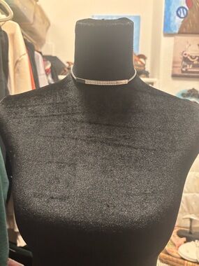 Touchstone Crystal Silver Crystal Bar Choker Necklace